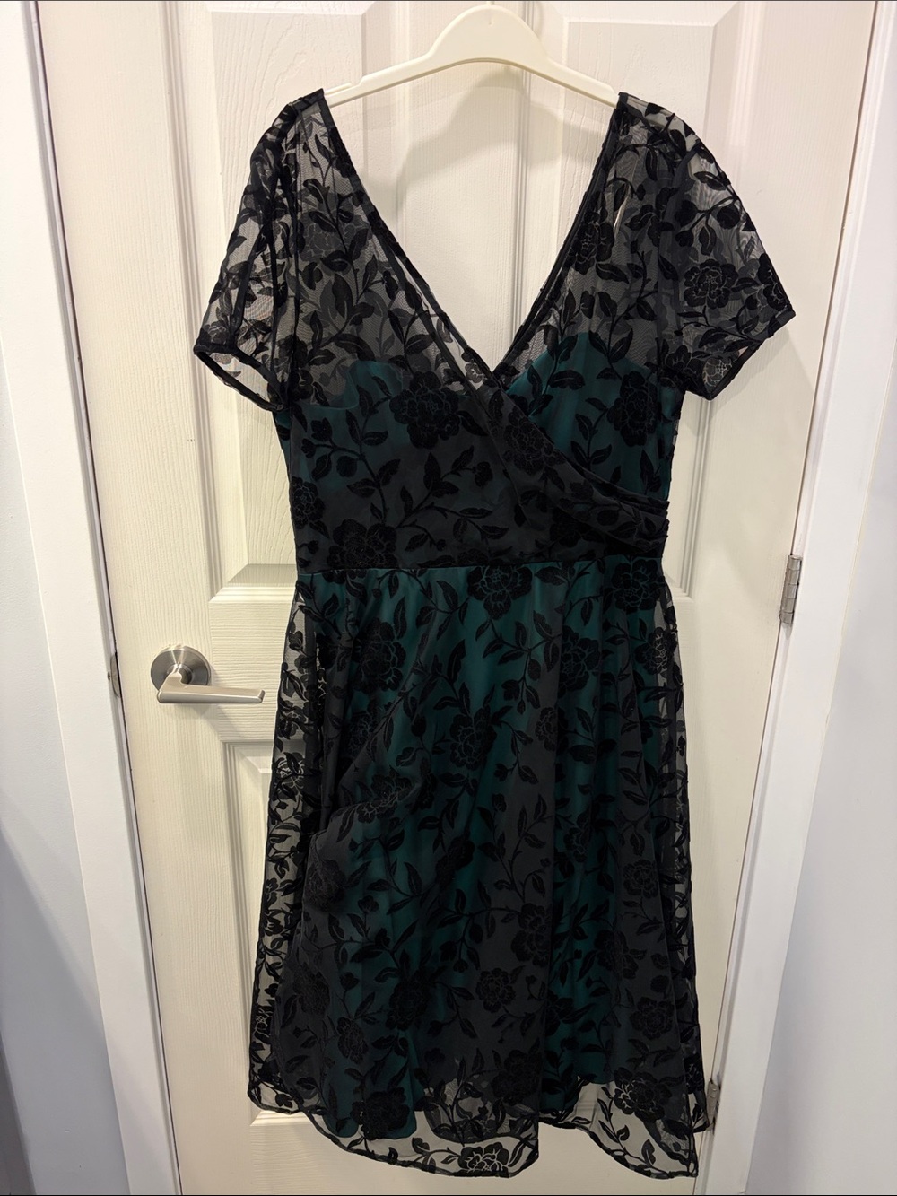 Retro glam dress with floral overlay